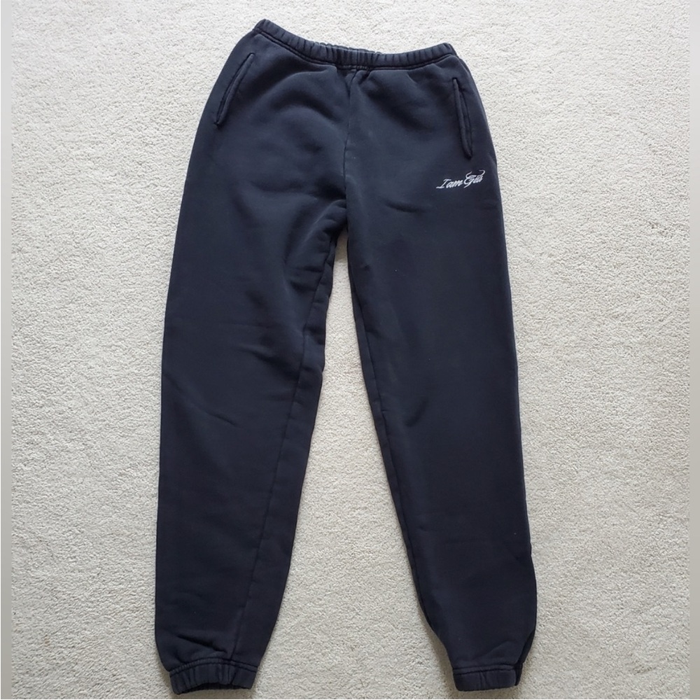 I AM GIA Black Sweatpants with Embroidered Logo